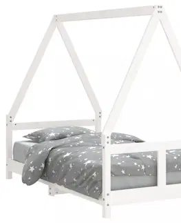 Dětské pokoje Dětská postel bílá 80 x 160 cm masivní borové dřevo