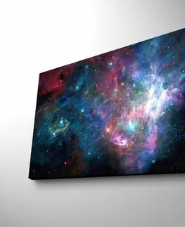 Obrazy Wallity Obraz s LED osvětlením BAREVNÁ GALAXIE 45 x 70 cm