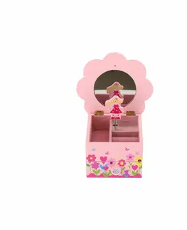 Dřevěné hračky Teddies Hrající skříňka se šperkovnicí Princess, 14,5 x 8 x 14,5 cm