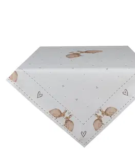 Ubrusy Bavlněný ubrus s motivem králíčků Bunnies in Love - 100*100 cm Clayre & Eef BSLC01