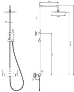 Sprchy a sprchové panely OMNIRES Y termostatický sprchový sloup staro měď /CPB/ Y1244SUCPB