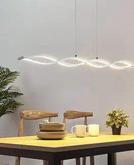 Závěsná světla Lucande LED závěsné trámové světlo Roan ve tvaru vlny