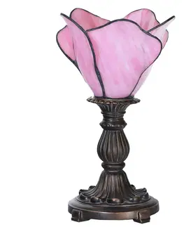 Stolní lampy Clayre&Eef Stolní lampa 5LL-6099 v růžové barvě, styl Tiffany