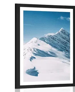 Příroda Plakát s paspartou zasněžené pohoří