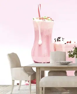 Tapety jídla a nápoje Fototapeta růžový mléčný koktejl