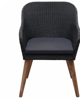 Zahradní křesla a židle Zahradní židle 2 ks s poduškami polyratan Dekorhome Černá