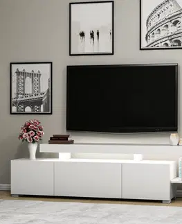 TV stolky Hanah Home TV stolek Beliz s LED osvětlením bílý