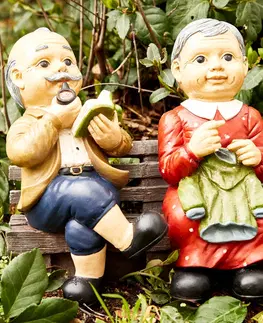 Dekorační figurky Dekorace "Babička a děda na lavičce"