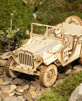 Dřevěné hračky RoboTime 3D dřevěné puzzle Vojenský džíp