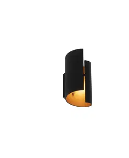 Nastenna svitidla Chytré nástěnné svítidlo černé se zlatým vnitřkem včetně WiFi G9 - Faldo
