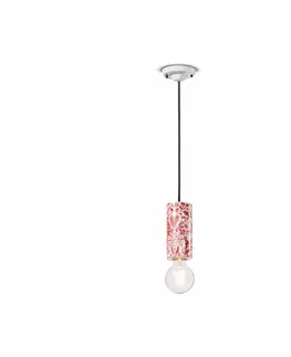 Závěsná světla Ferroluce PI závěsná lampa, květinový vzor Ø 8 cm červená/bílá