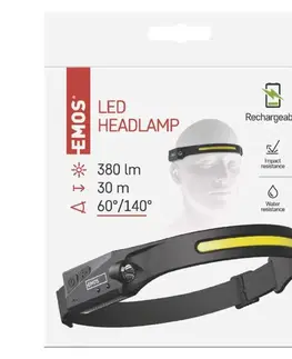 Čelovky EMOS COB LED nabíjecí čelovka P3541, 380 lm, Li-Pol 1200 mAh P3541