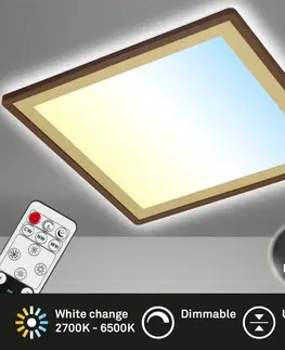 LED stropní svítidla BRILONER Ultraploché CCT-svítidlo LED panel s přímým a nepřímým osvětlením, 10 cm, LED, 22 W, 3000 lm, hnědo-zlatá BRILO 7459-417