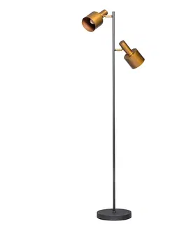 Stojaci lampy Designová stojací lampa černá se 2 zlatými skvrnami - Conter