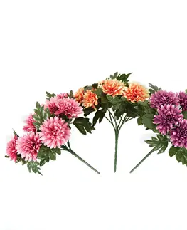 Květinové dekorace 3 kytice umělých květin Jiřiny