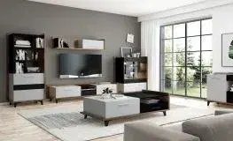 TV stolky ArtCross TV stolek 2D1S BOX-09 Barva: dub burgun / bílá / černá