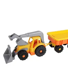 Hračky na zahradu ANDRONI - Traktorový nakladač s vlekem Power Worker - délka 58 cm oranžový