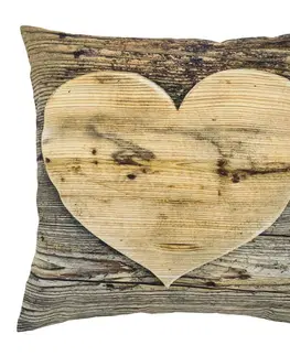 Dekorační polštáře Plátěný polštář dřevěné srdce Wooden heart - 50*10*50cm Mars & More GKKSHH