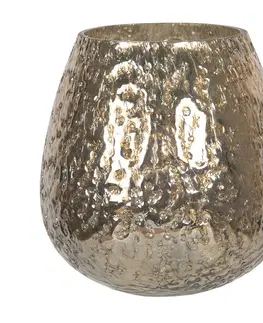 Svícny Zlatý skleněný svícen na čajovou svíčku - Ø 14*14 cm Clayre & Eef 6GL2603M
