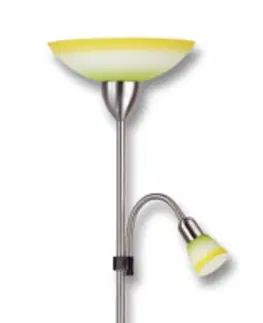 Stojací lampy na čtení Ecolite Lampa stojací E27/100W s E14/40W zelená+žlutá chrom LF34-ZLU/CHR