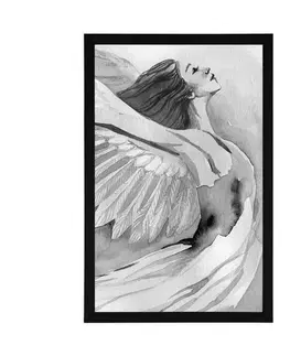Černobílé Plakát svobodný anděl v černobílém provedení