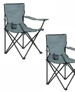 Zahradní židle a křesla Ak furniture Sada 2 kempingových židlí ANTER šedá