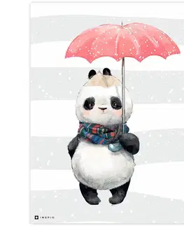 Obrazy do dětského pokoje Obrázek Pandy s červeným deštníkem