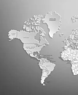Obrazy na korku Obraz na korku černobílá mapa světa v originálním provedení