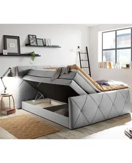 Americké postele Boxspring postel CALGARY 180 X 200 Cm Stříbrná