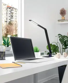 Stolní lampy kancelářské Fabas Luce LED stolní lampa Wasp s dotykovým stmívačem, černá
