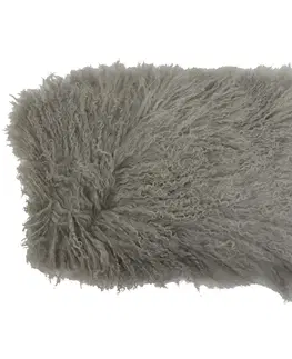 Dekorační polštáře Polštář šedá ovčí kůže kudrnatý dlouhý chlup Curly grey - 35*50*10cm Mars & More QXHKTLG