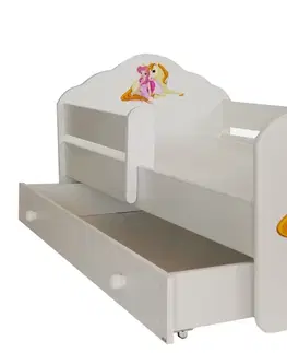 Postele ArtAdrk Dětská postel CASIMO | se zásuvkou a zábranou Provedení: Dívka s jednorožcem