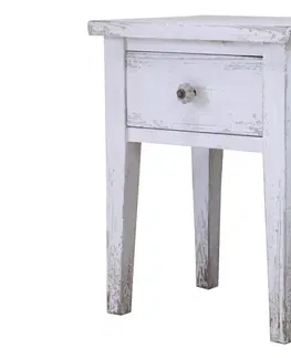 Noční stolky Bílý dřevěný retro noční stolek se šuplíkem Fabien - 42*32*52 cm Chic Antique 41050419 (41504-19)