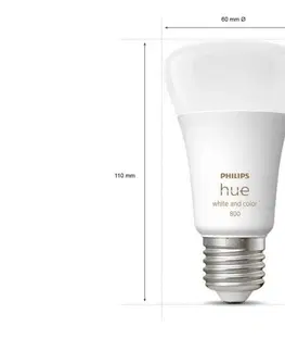 LED žárovky PHILIPS HUE Hue Bluetooth LED White and Color Ambiance set 3ks žárovek Philips 8719514328389 E27 A60 3x6,5W 3x800lm 2000-6500K RGB bílé stmívatelné