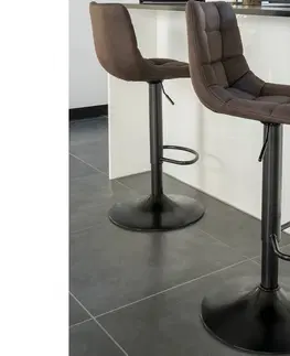 Barové židle Norddan Designová barová židle Dominik tmavě hnědá