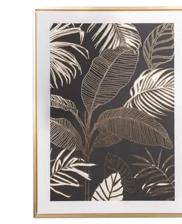 Obrazy Obraz na plátně v rámu Palm leaf - zlatotisk, 45 x 60 x 2,5 cm