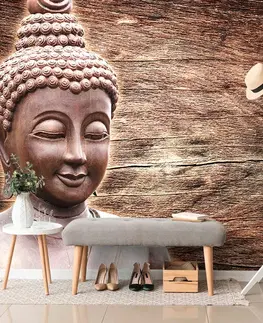 Tapety Feng Shui Tapeta socha Budhy na dřevěném pozadí