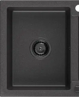 Sifony k pračkám MEXEN/S Andres granitový dřez s odkapávačem 1000 x 500 mm černá nakrapiany, černý sifon 6515101510-76-B