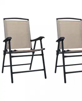 Zahradní křesla a židle Skládací zahradní židle 2 ks Dekorhome Šedohnědá taupe