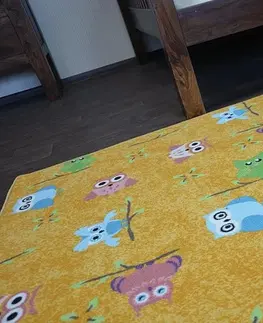 Koberce a koberečky Dywany Lusczow Dětský kusový koberec LITTLE OWL žlutý, velikost 100x400