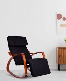 Židle Černé houpací křeslo s hnědým rámem