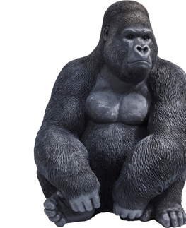 Sošky exotických zvířat KARE Design Soška Gorila sedící Černá 76cm