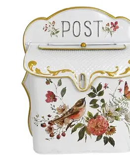 Poštovní schránky Bílá antik poštovní schránka s ptáčky Post - 27*12*31cm Clayre & Eef 6Y5512