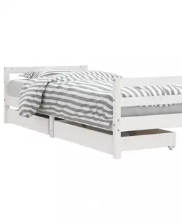 Dětské pokoje Dětská postel se zásuvkami bílá 90x200 cm masivní borové dřevo