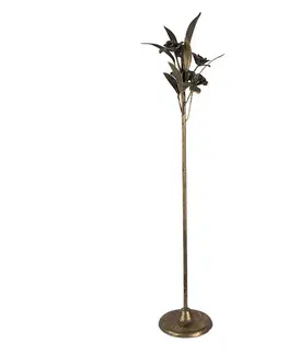 Svícny Zlatý antik kovový svícen s květy Flowia - 19*18*61 cm Clayre & Eef 5Y1131