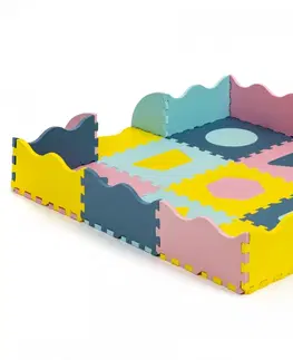 Pěnové puzzle na zem ECOTOYS Pěnová puzzle podložka Shapes barevná - 25 kusů