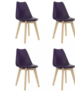Židle Jídelní židle 4 ks plast / umělá kůže / buk Dekorhome Modrá