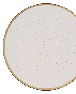 Talíře Bílo-zlatý servírovací talíř s hvězdičkami - Ø 33*1 cm Clayre & Eef STS85-2