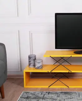 Televizní stolky Televizní stolek ZIGZAG žlutý