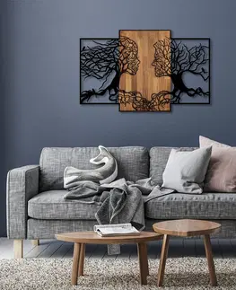 Nástěnné dekorace Nástěnná dekorace dřevo kov TREE LOVE černá ořech